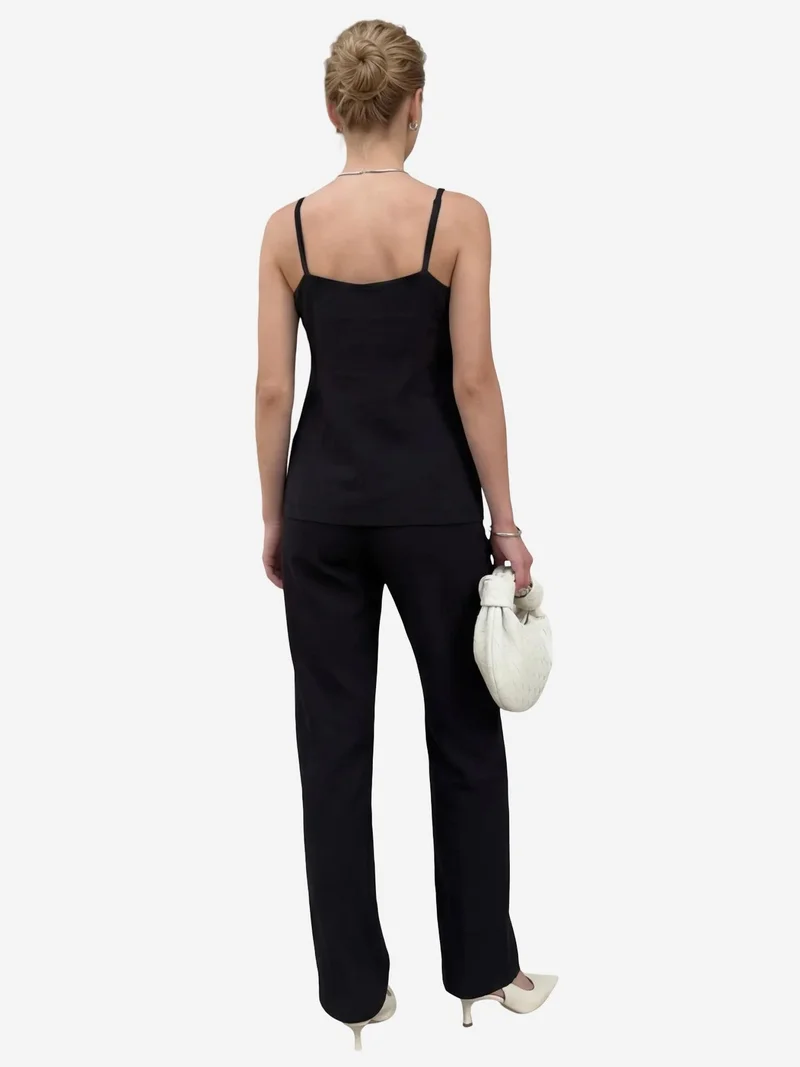 ماي فاشن MY FASHION V-Neck Buttoned Vest with Pockets & Straight Leg Pants Two-Piece Set